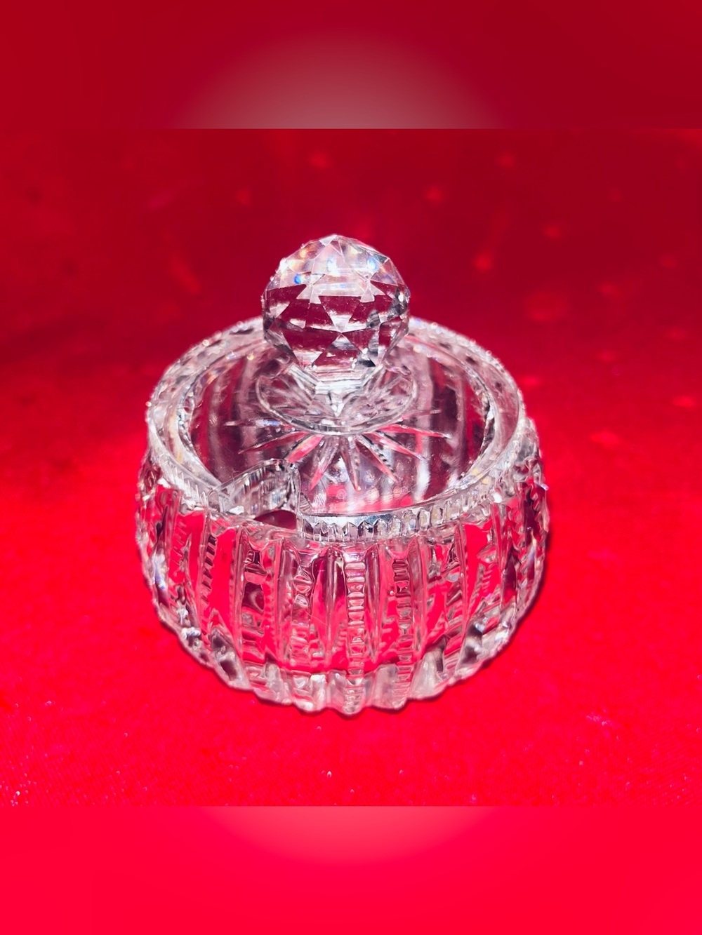 Vintage Germany Crystal Glass Lidded Trinket Jar - Clear